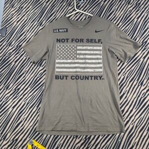 Nike US Navy Graphic Tee Shirt Mens Small Olive Green Not For Self But Country S